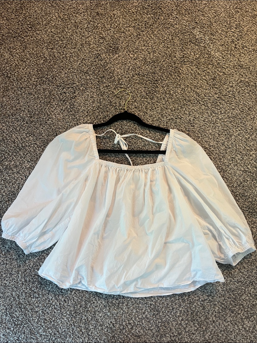 Madewell Women’s White 3/4 Puff Sleeve Top sz4
